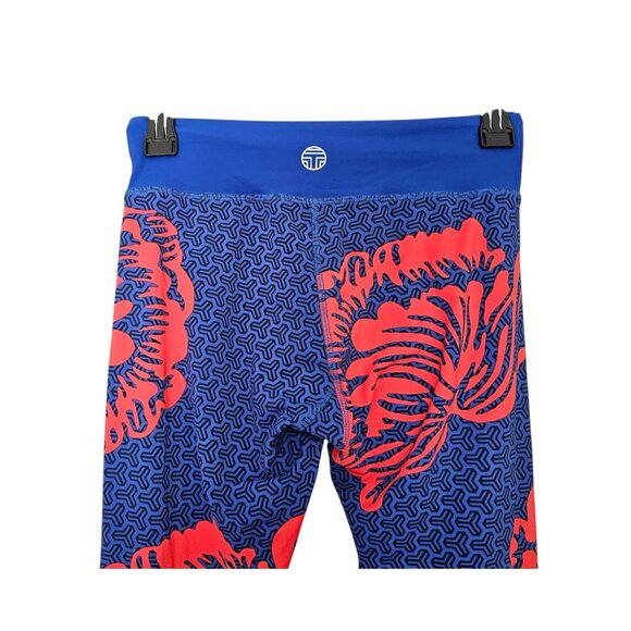 Women's - Tory Burch Sport Red & Blue Floral Leggings, Size Small - Picture 7 of 7